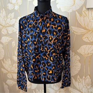 Zara Jaquard Leopard Mock Neck Sweater